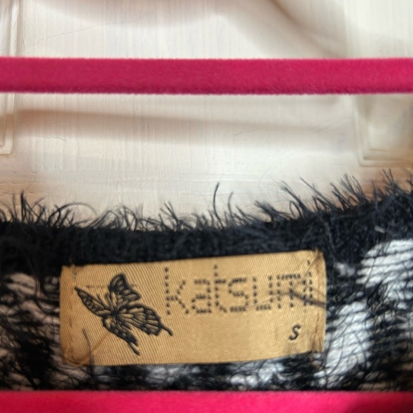 Katsumi Houndstooth Eyelash Fuzzy Sweater S - Picture 4 of 7
